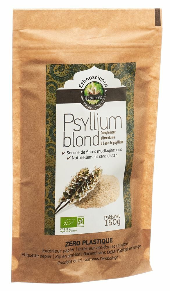 Psyllium blond en poudre BIO 150 g+ / 600 g- Ecoidees – Ecohesens
