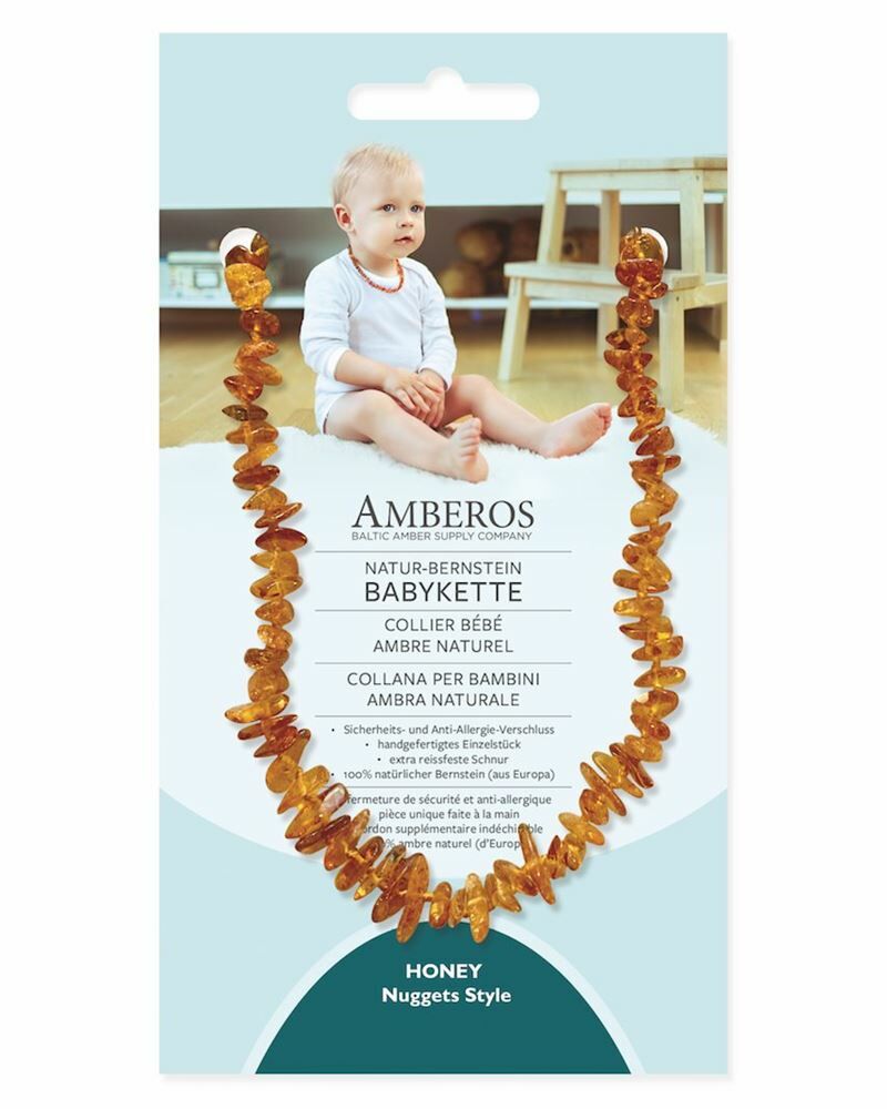 Achat AMBEROS collier bébé ambre naturel nuggets honey en ligne