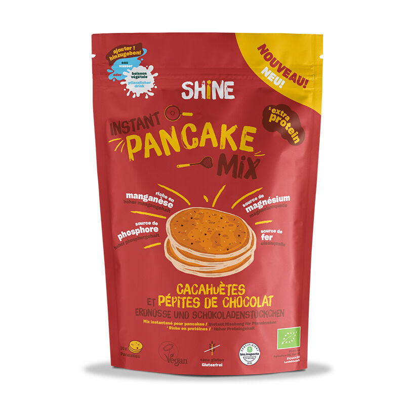 Ordinare SHINE Instant Pancake Mix Erdnüsse & Schokoperlen BIO Btl 400 g  online